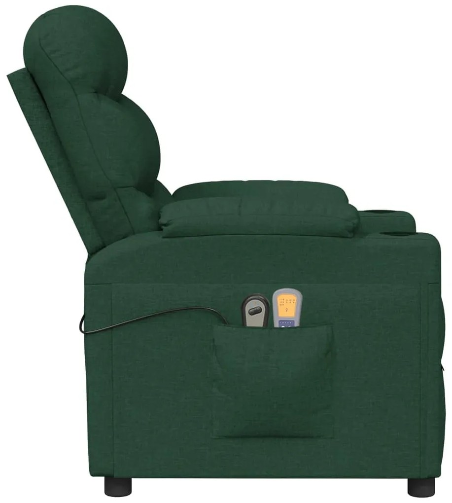 Poltrona de massagens elétrica tecido verde-escuro