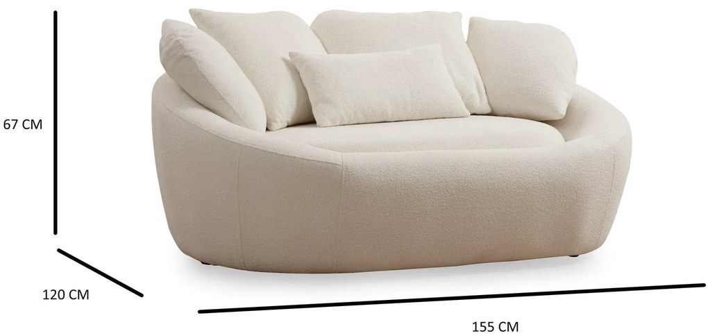 **** Sofá 2 Lugares Midye – Creme – 155x120x67 cm

**