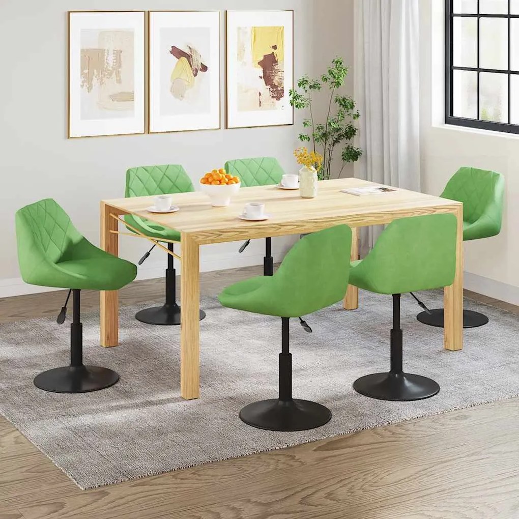 vidaXL Cadeiras de jantar giratórias 6 pcs veludo verde-claro
