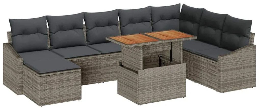 Conjunto de sofá de jardim de 9 peças com almofadas da em rattan sinté