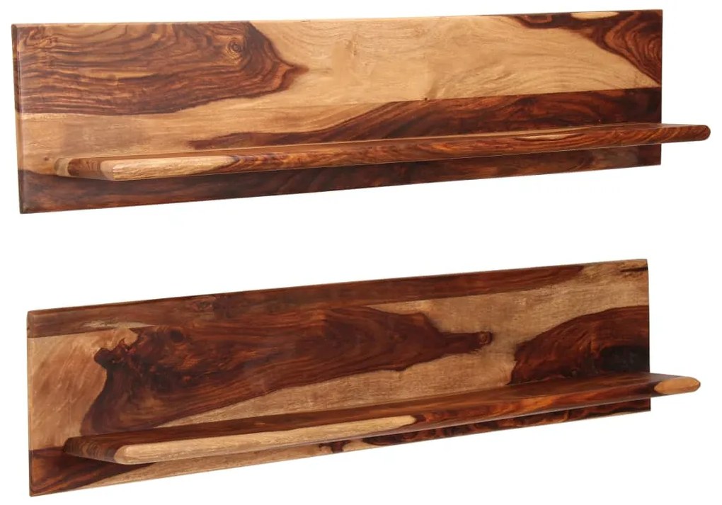 Prateleiras de parede 2 pcs 118x26x20cm madeira acácia maciça