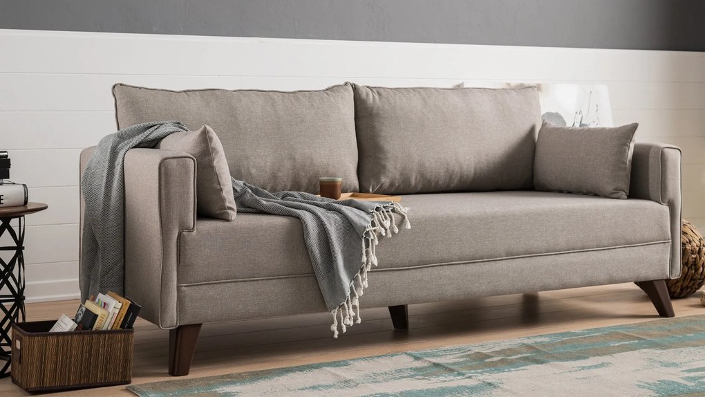 Sofá de 3 Lugares Bella – Creme – 208x85x81 cm