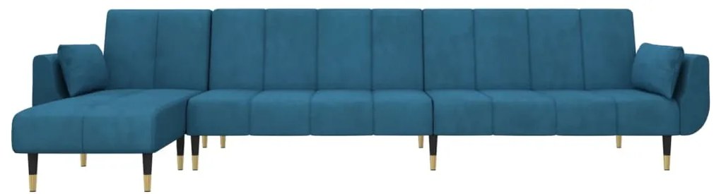 Sofá-cama em forma de L 275x140x70 cm veludo azul