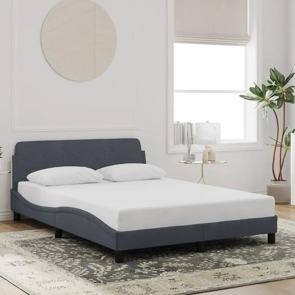 Estrutura de cama sem colchão 140x190 cm veludo cinzento-escuro