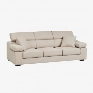 Sofá De 3 Lugares Estofado Aramis Tecido Beige - Sklum