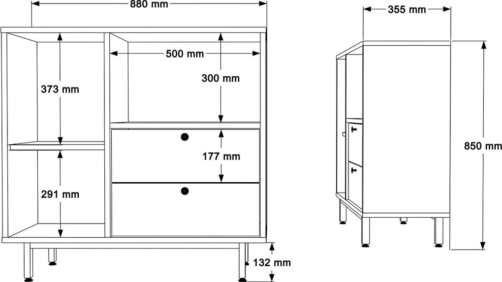 Aparador de cozinha "Toledo" - Branco - 88x85x35.5cm - Design Moderno