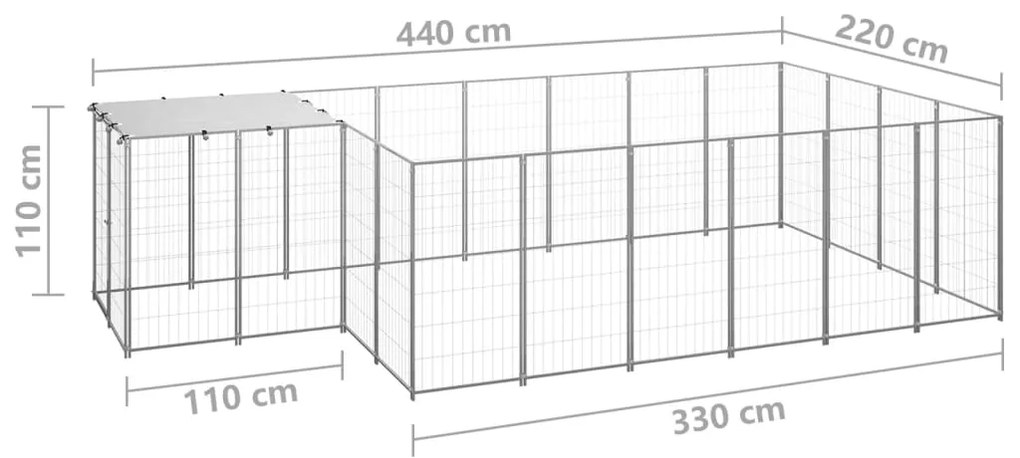 Canil 8,47 m² aço prateado