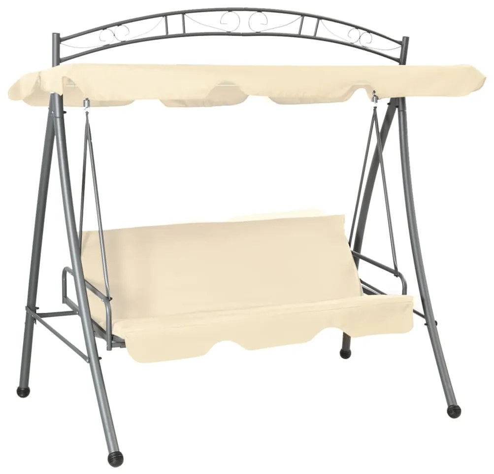 43241 vidaXL Baloiço de jardim convertível com toldo branco areia