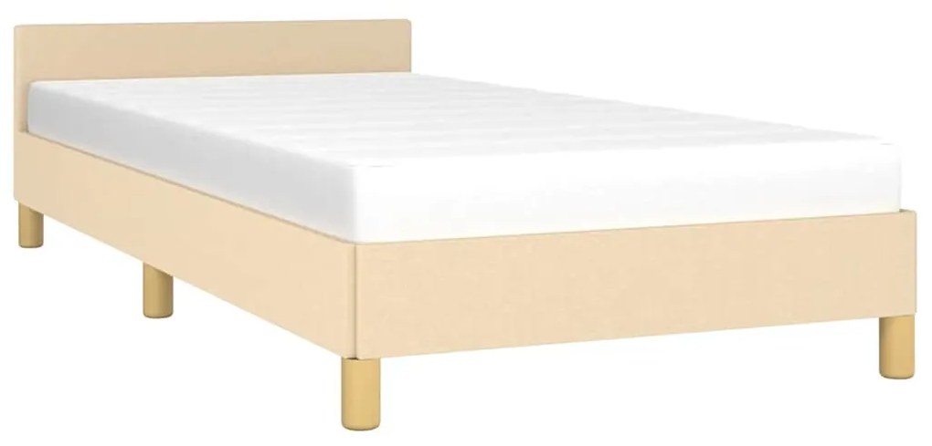 Estrutura cama c/ cabeceira sem colchão tecido 80x200 cm creme