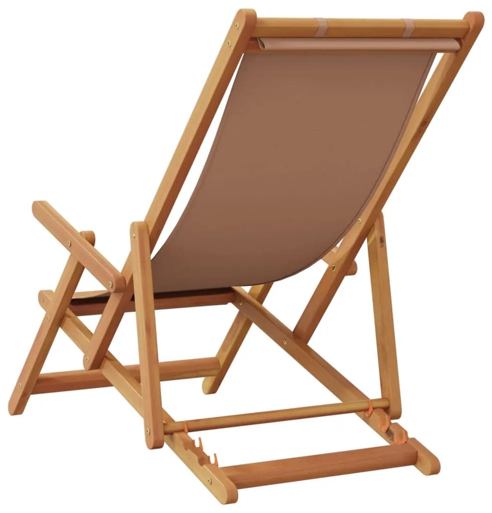 Cadeiras praia dobráveis 2 pcs tecido/madeira cinza-acastanhado