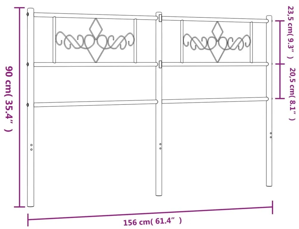 Cabeceira de cama 150 cm metal branco