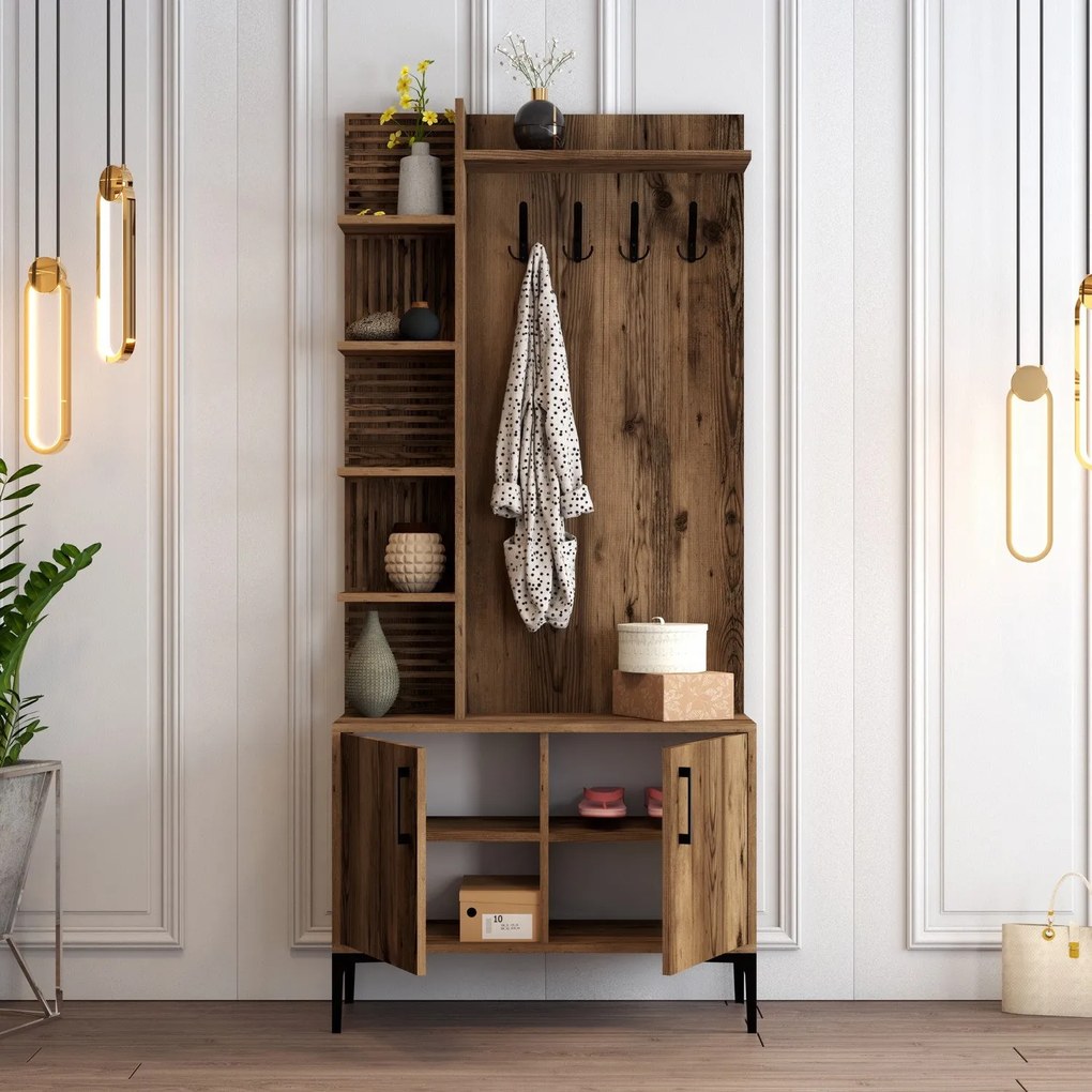 Hall Stand Viyana D – Nogueira – 90x200x35 cm