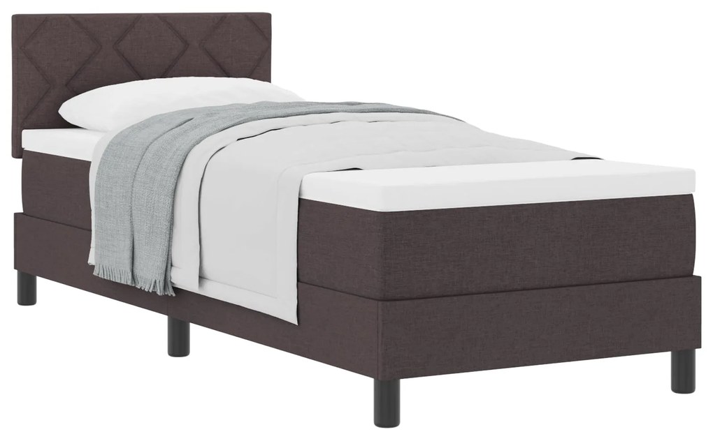 Cama Box Spring com Colchão Marrom Escuro 80x200 cm Tecido