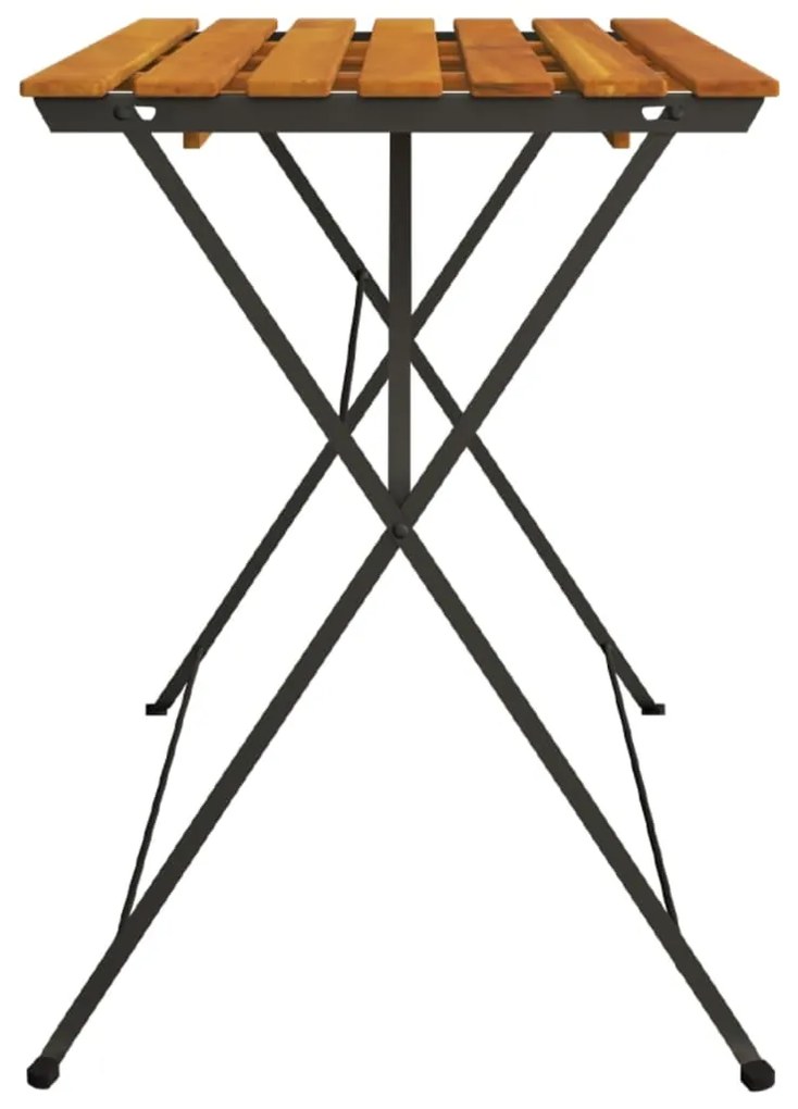 Mesa de bistrô dobrável 100x54x71 cm acácia maciça e aço