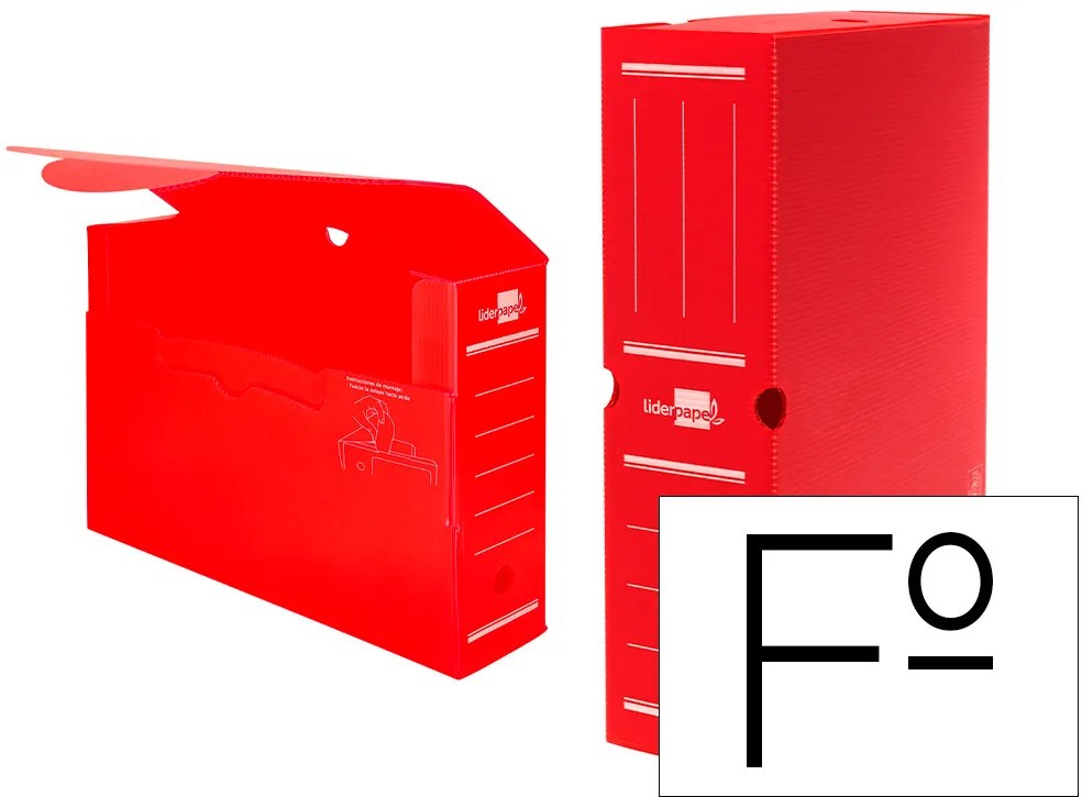 Caixa para Arquivo Morto Liderpapel em Polipropileno Vermelho Formato 360x260x100 mm