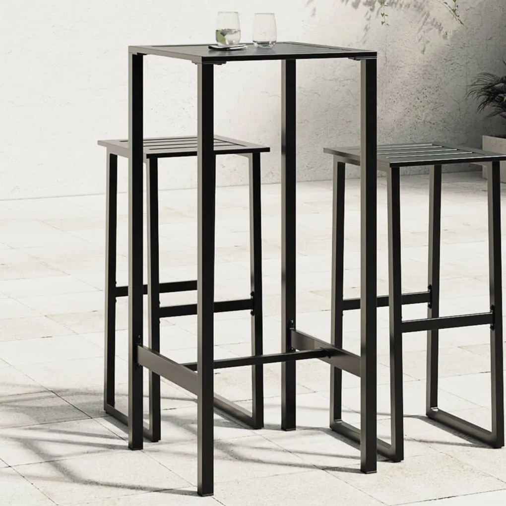 vidaXL Mesa de bar 50x50x110 cm aço revestido a pó preto
