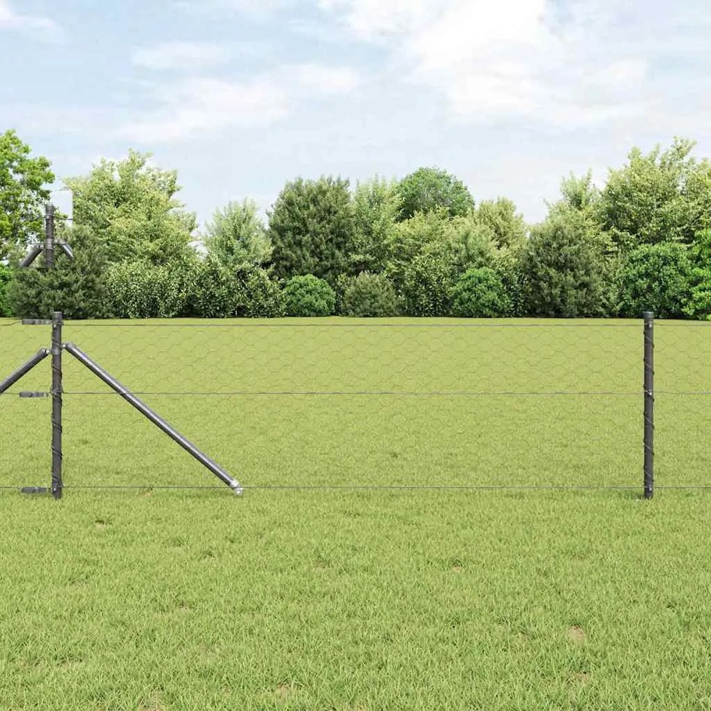 Cerca Hexagonal vidaXL Cinza 0,6x50 m Aço