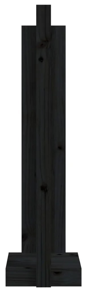 Suporte de lenha 33,5x30x110 cm pinho maciço preto