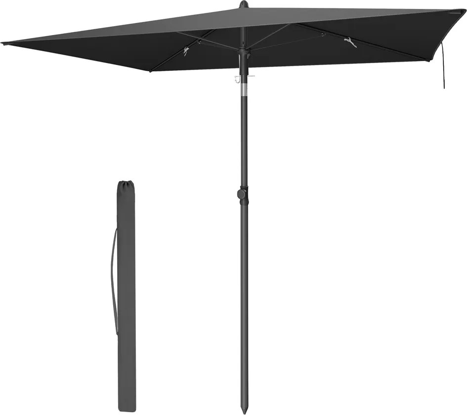 Guarda-sol 190 x 120 cm, proteção solar UPF 50+ para jardim, terraço e praia, dobrável Cinza