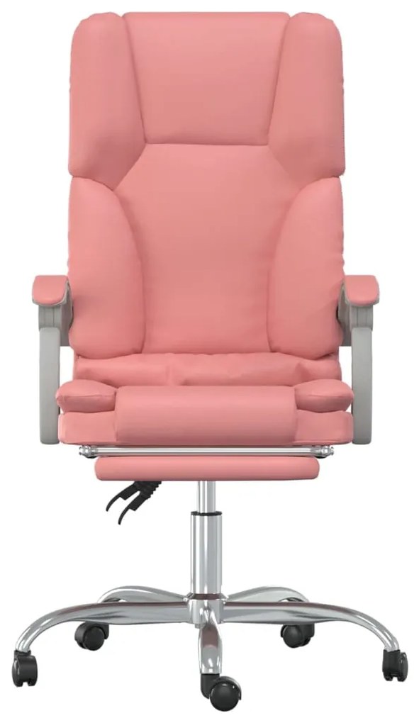 Cadeira escritório massagens reclinável couro artificial rosa