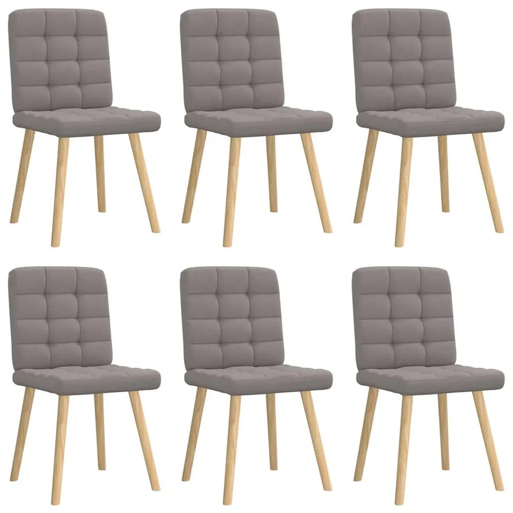 Cadeiras de jantar 6 pcs tecido cinzento-acastanhado
