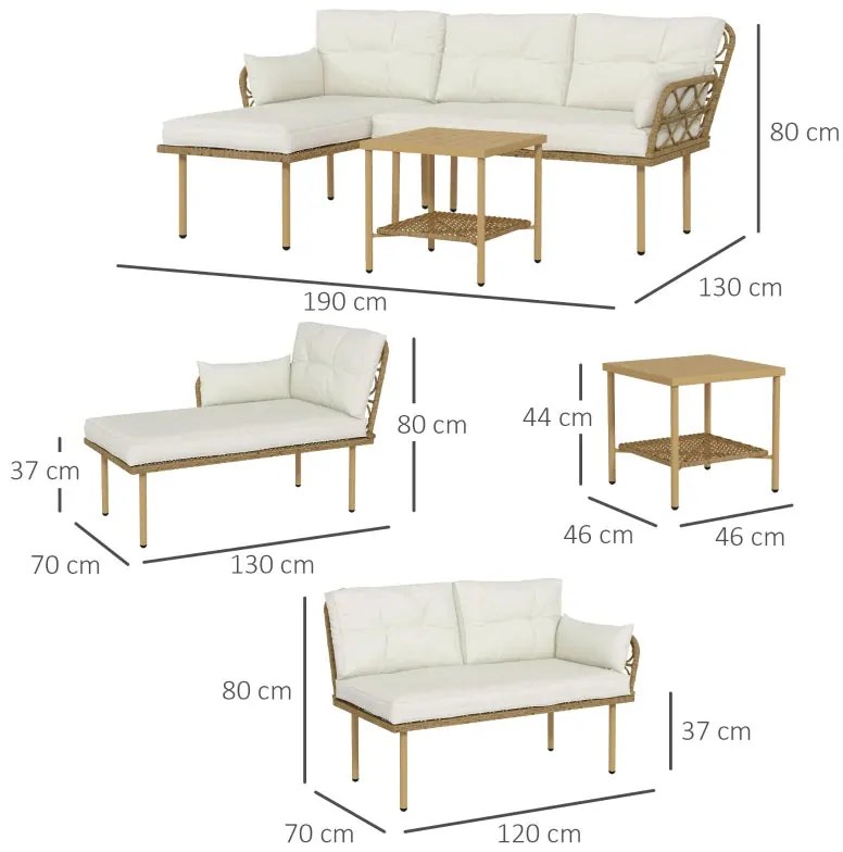 Conjunto Louge de 3 Peças com Sofá de Jardim e Mesa de Centro com Almo