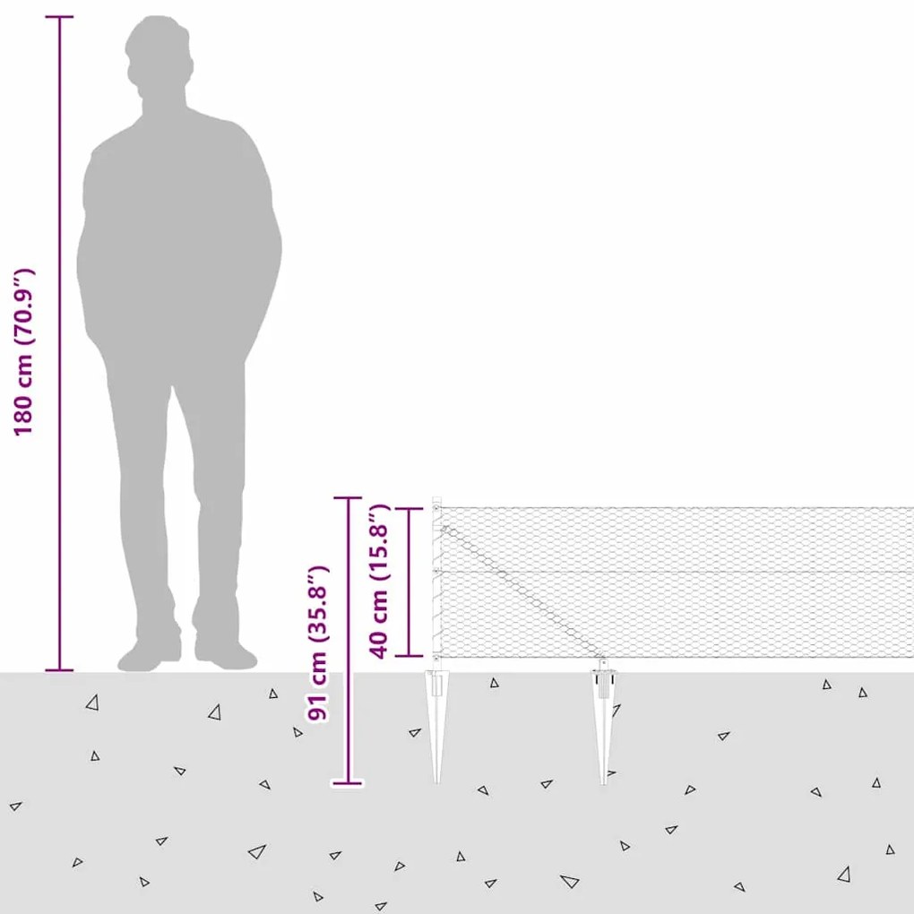 Cerca Hexagonal vidaXL Cinza 0,4x100 m Aço