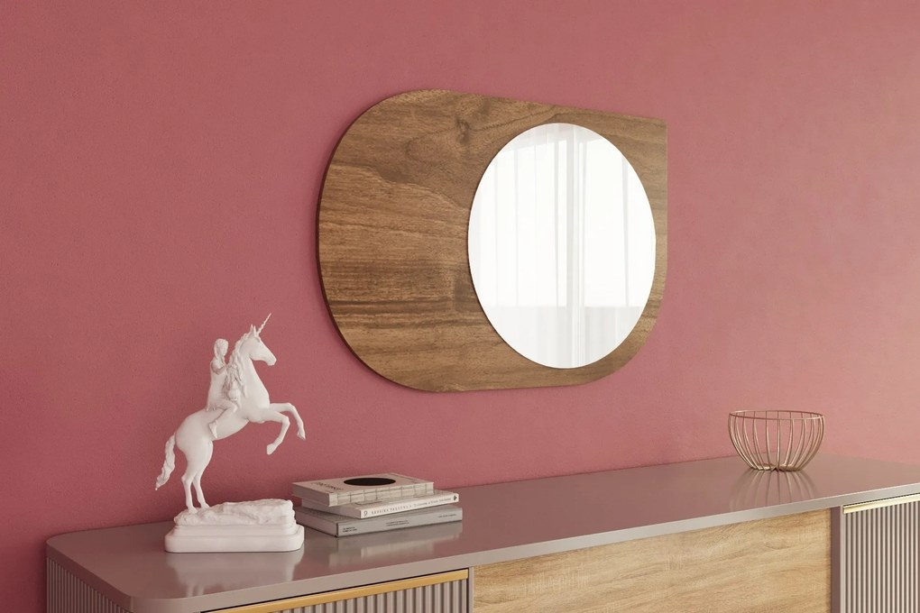Espelho "Pubble" - 60 x 90 x 2,2 cm - Nogueira - Design Moderno