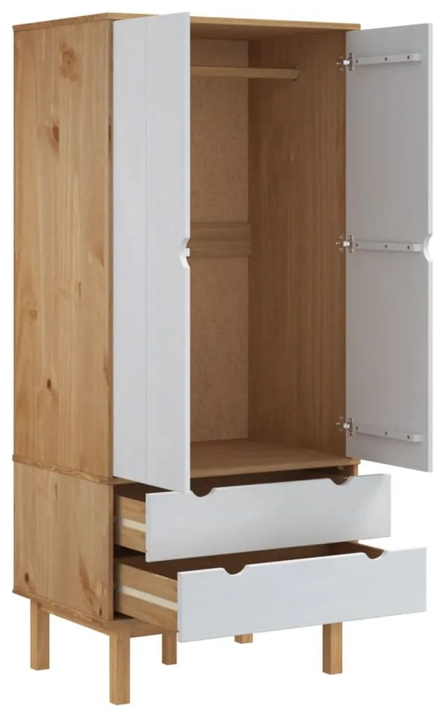 Roupeiro OTTA 76,5x53x172 cm pinho maciço castanho/branco