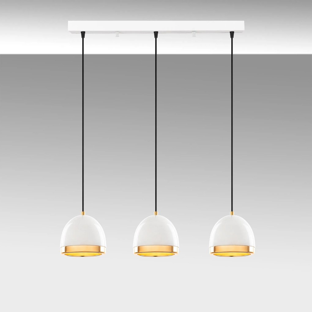 Chandelier Mugo – Branco e Dourado – 62 x 17 x 110 cm