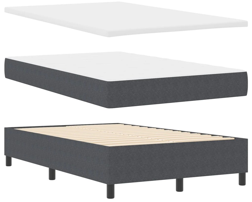Cama Box Spring com Colchão Cinza Escuro 120x200 cm Tecido de Corduroy