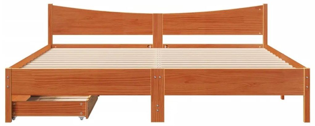 Estrutura de cama c/ gavetas 180x200 cm pinho castanho cera