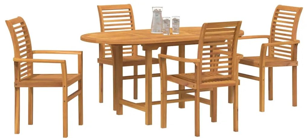 Conjunto de Jantar para o Jardim com 5 peças em Madeira Sólida de Teak