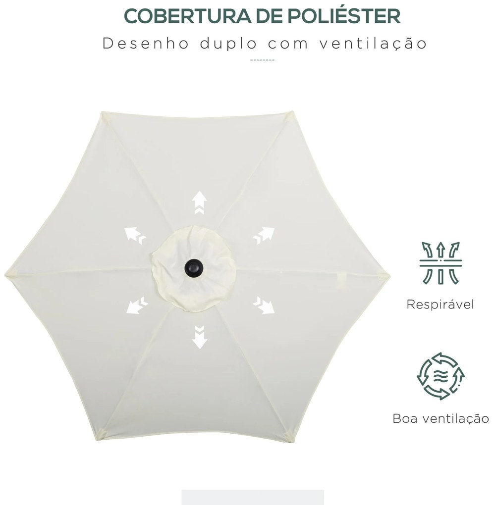 Outsunny Chapéu de Sol de Jardim Ø2x2 m Chapéu de Sol com Mastro de Al