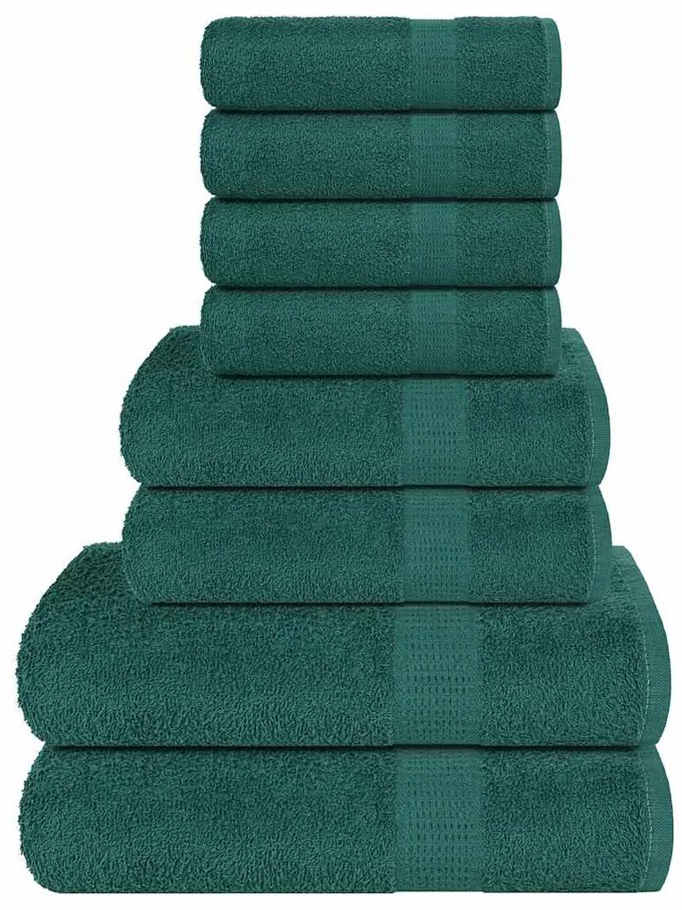vidaXL 8pcs Conjunto toalhas banho 360 gsm 100% algodão verde
