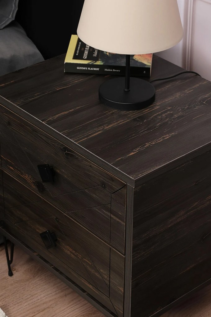 Mesa de Cabeceira Luna – Castanho Escuro – 50x55x40 cm