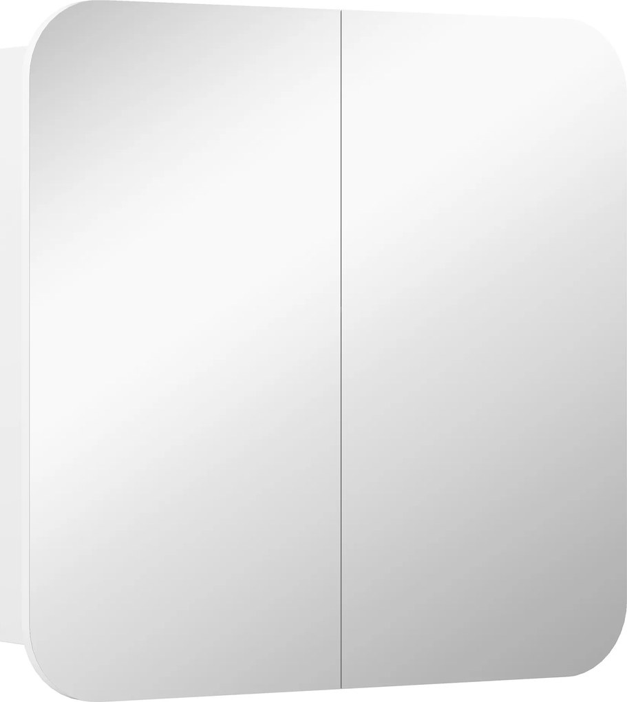 HOMCOM Armário de Casa de Banho com Espelho Design com Bordas Curvas com Prateleiras Ajustáveis 68x13x66 cm Branco | Aosom Portugal