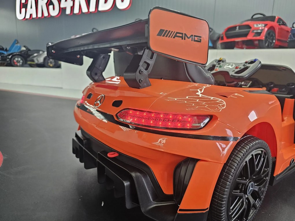Carro elétrico para crianças Mercedes GT3 12 Pneus EVA, Assento de couro sintético Laranja