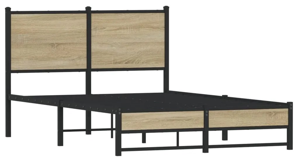 Estrutura de cama sem colchão 120x190 cm metal carvalho sonoma