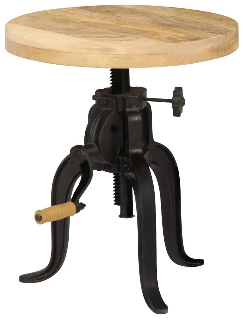 vidaXL Mesa de apoio 45 x (45-62) cm madeira mangueira e ferro fundido