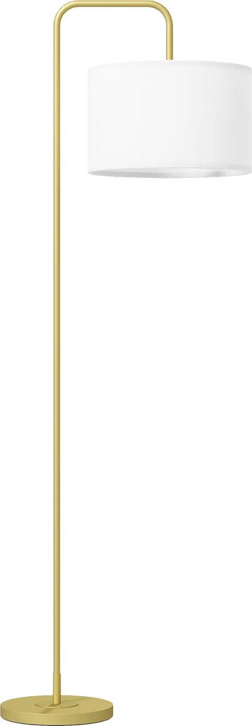 Candeeiro de Pé Moderno Lâmpada E27 Máx. 40W com Ecrã de Linho e Interruptor de Pé 64x38x163,5 cm Branco e Dourado