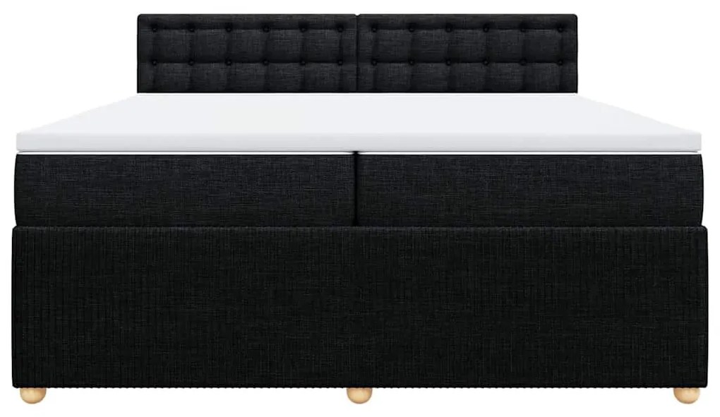 Cama com molas/colchão 200x200 cm tecido preto