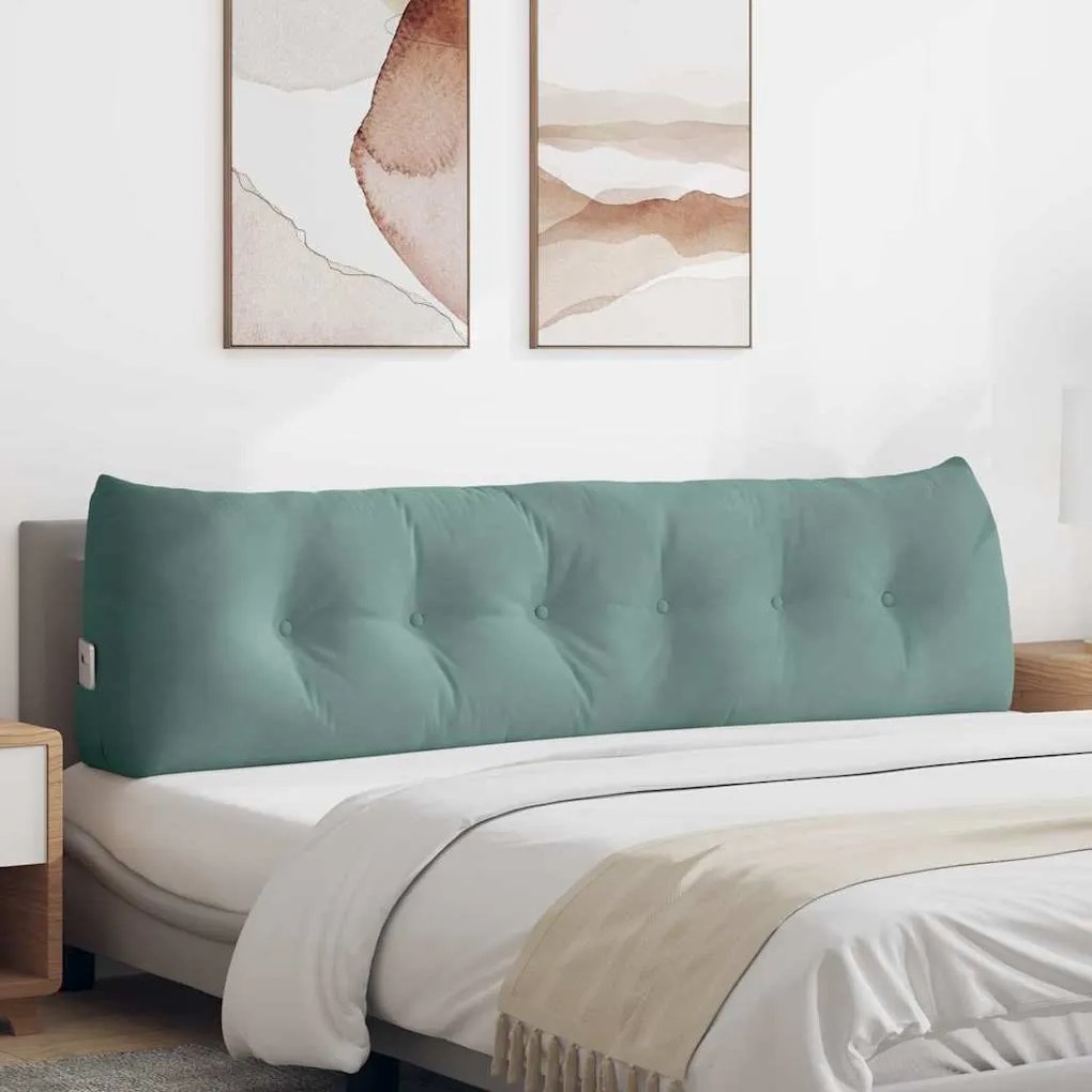 vidaXL Travesseiro para Costas Verde do Mar 180 x 24 x 50 cm Veludo