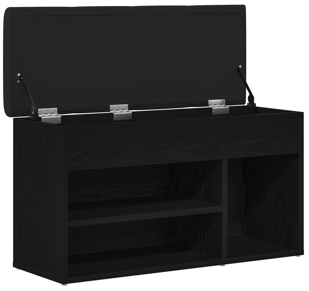 Banco de Armazenamento vidaXL Preto Carvalho 80x30x45 cm Madeira de En