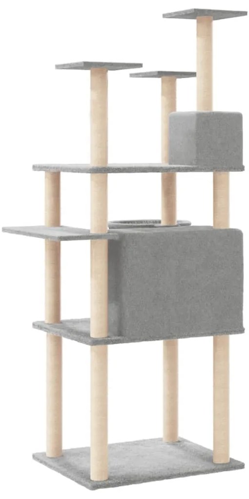Árvore p/ gatos c/ postes arranhadores sisal 166 cm cinza-claro
