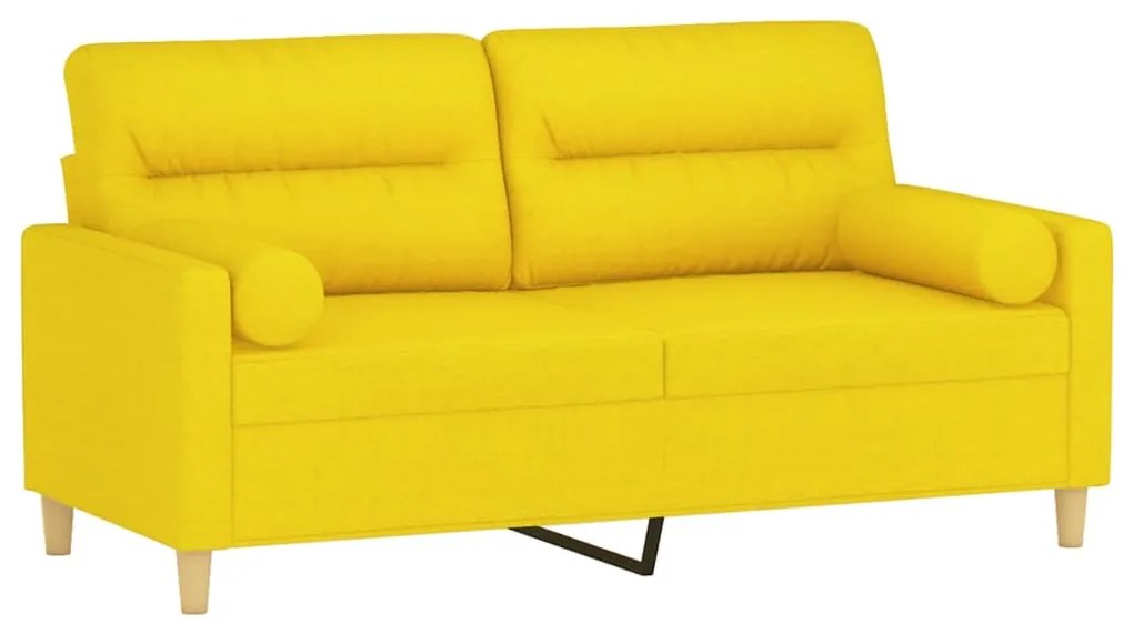 Sofá 2 lug. + almofadas decorativas 140 cm tecido amarelo-claro