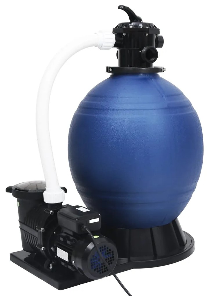 vidaXL Filtro de areia válvula 7 posições e bomba 1000 W azul e preto