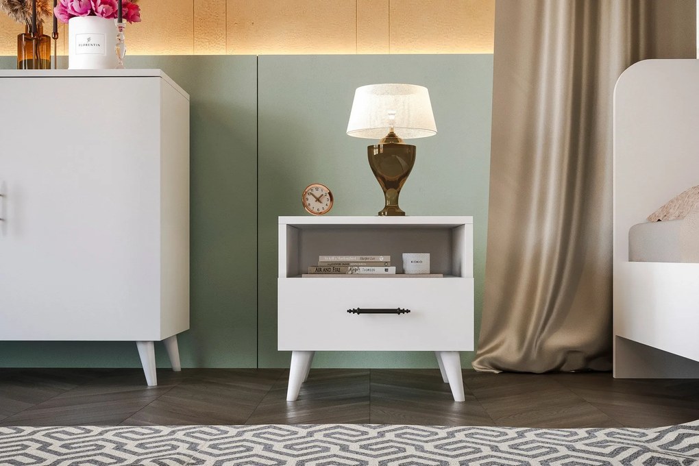Conjunto de Quarto Juvenil Lavinia – Branco – Roupeiro 140x186x50 cm,