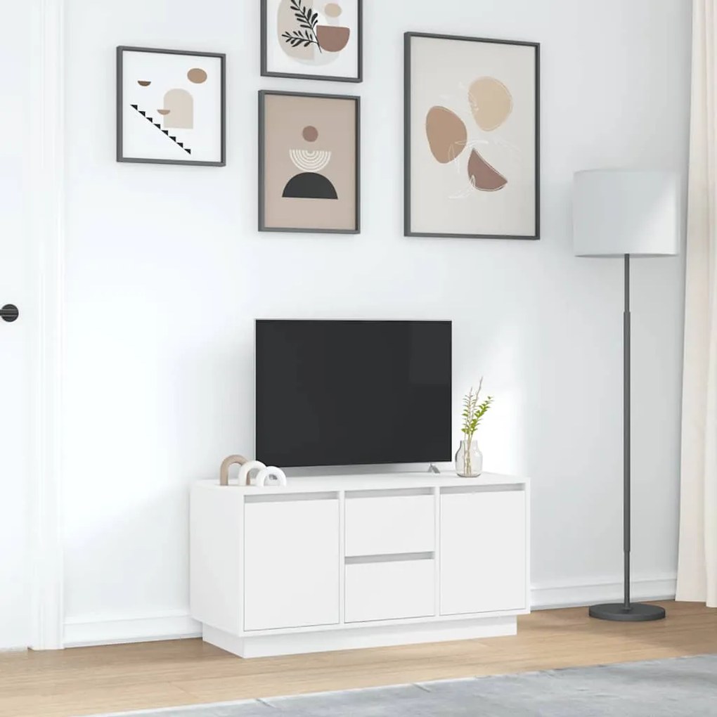 Móvel de TV com luzes LED 100x41x50 cm branco