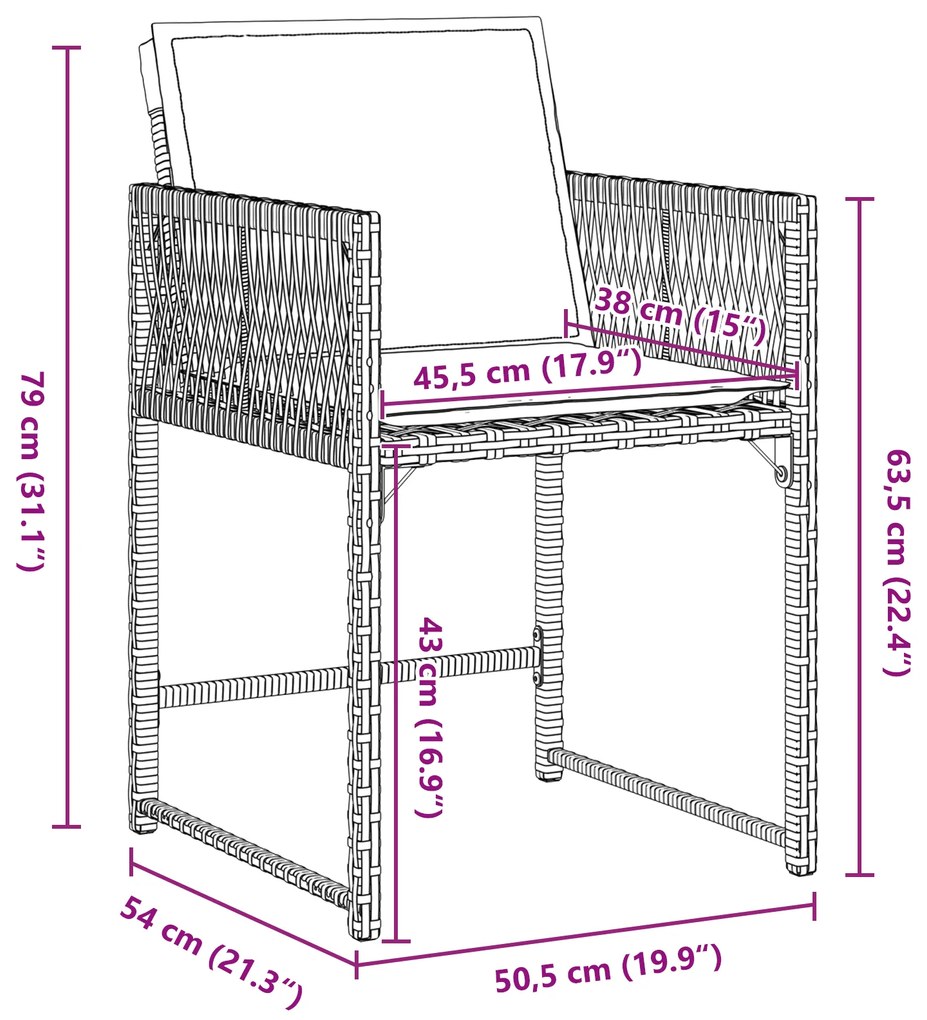 Conjunto de Jantar de Jardim com Almofadas Bege Rattan Sintético